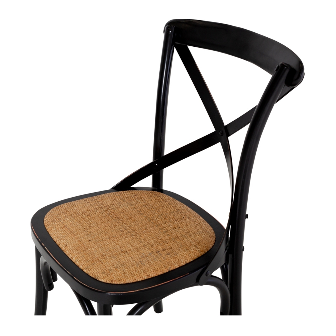Villa X-Back Dining Chair Aged Black Rattan Seat image 5